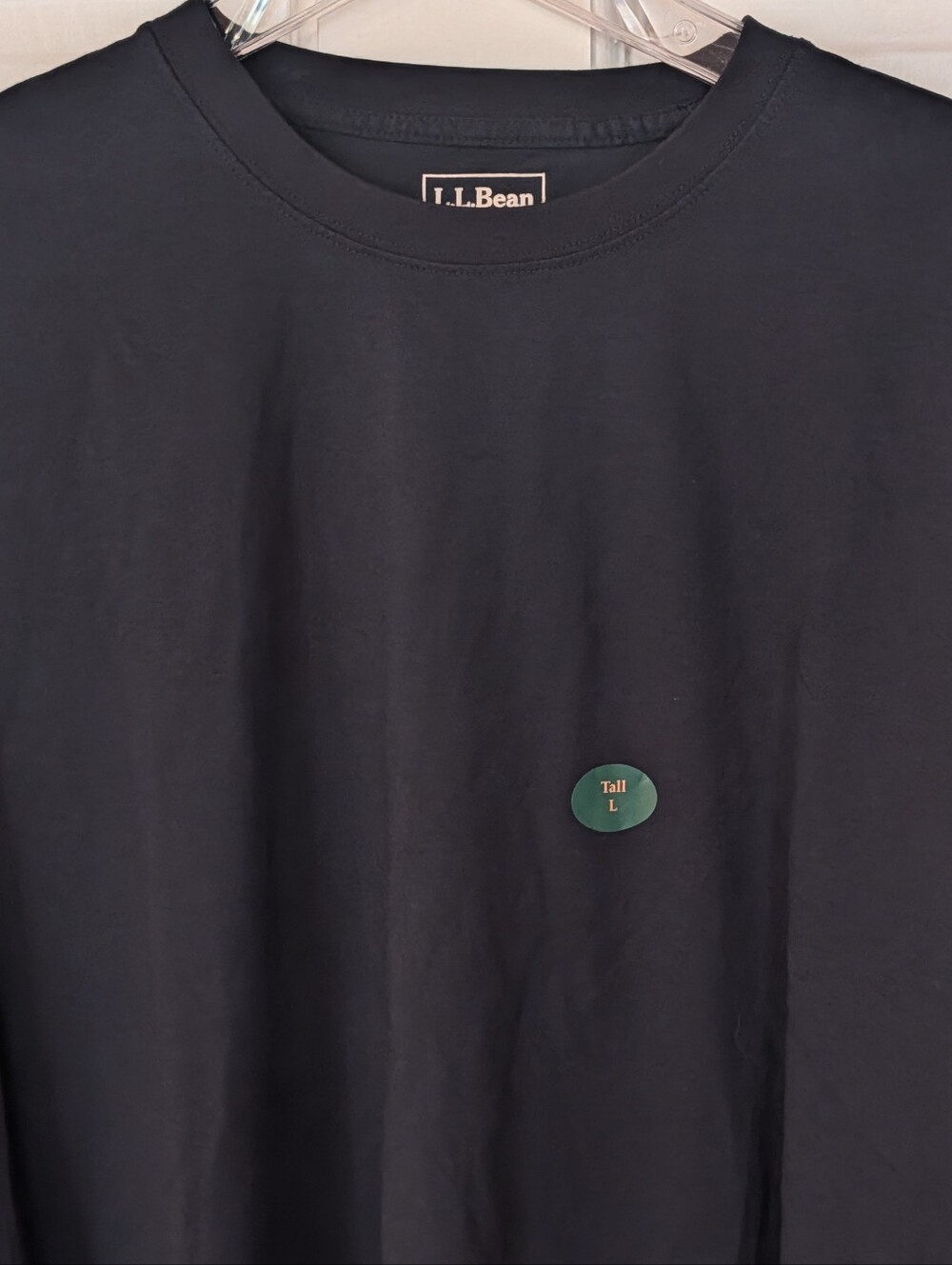 NWT L.L. Bean Men's L Tall Navy Long Sleeve Traditional Fit Cotton Crew Neck Tee - Picture 2 of 10